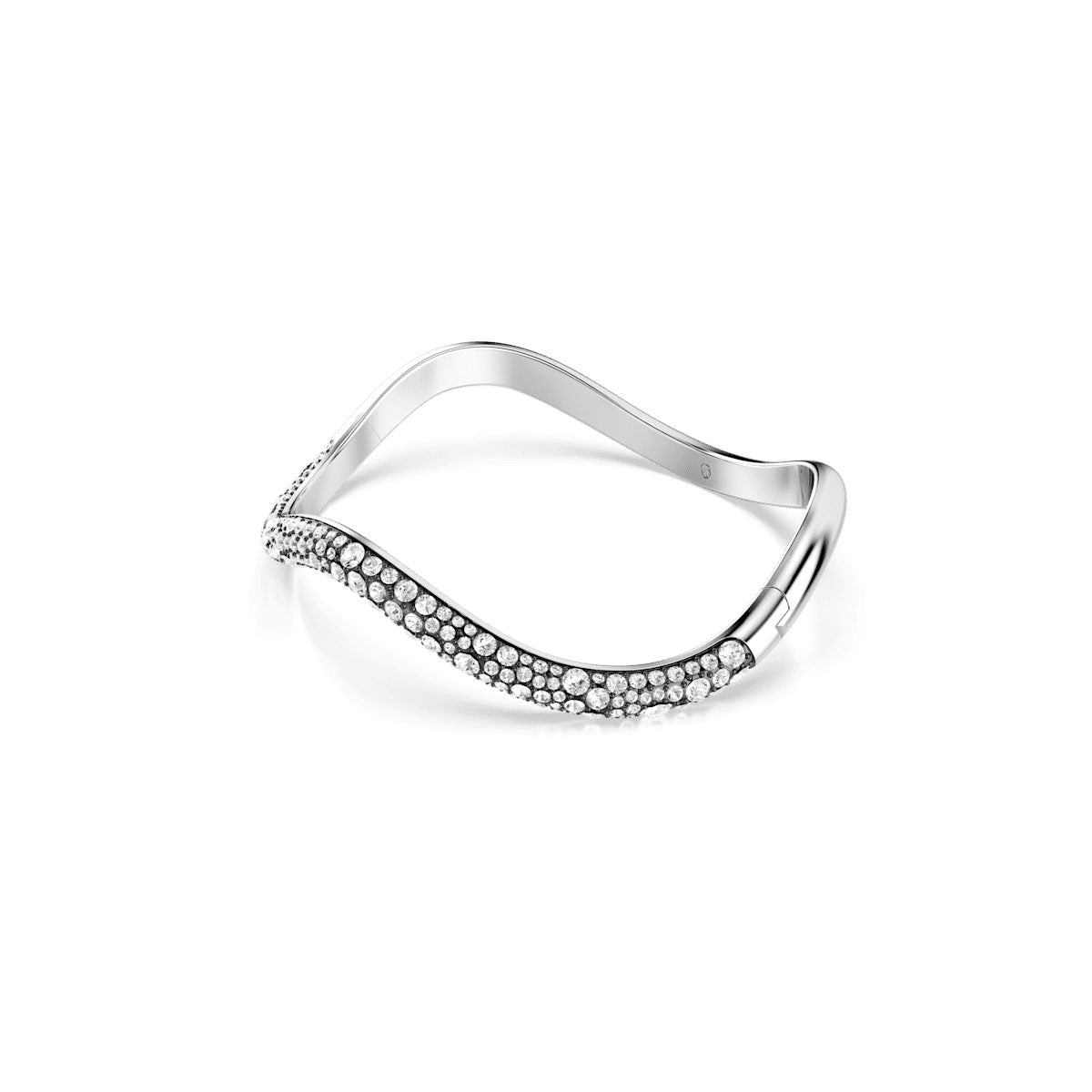 Sublima bangle, Round cut, White, Rhodium plated