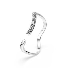 Sublima bangle, Round cut, White, Rhodium plated