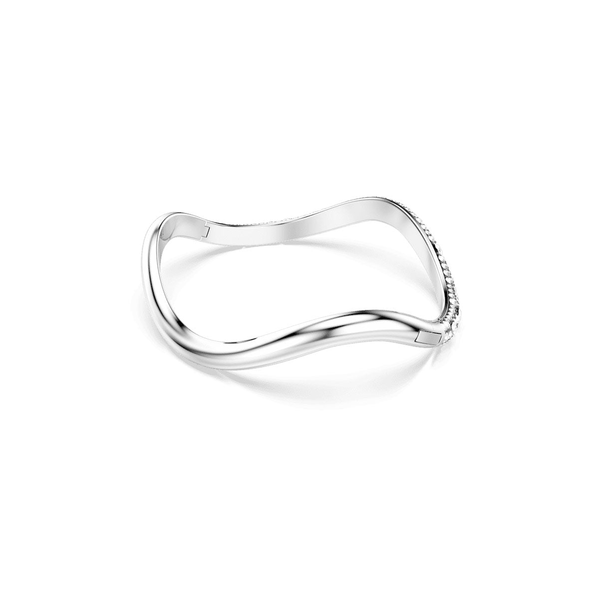 Sublima bangle, Round cut, White, Rhodium plated