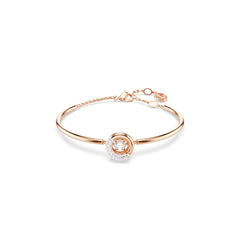 Dextera bangle, Round cut, White, Rose gold-tone plated