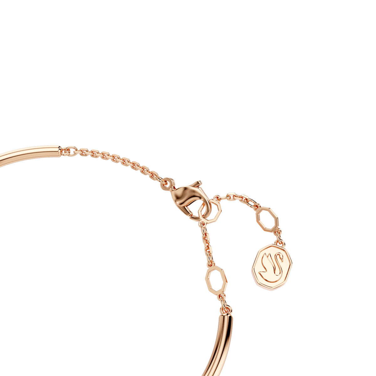 Dextera bangle, Round cut, White, Rose gold-tone plated