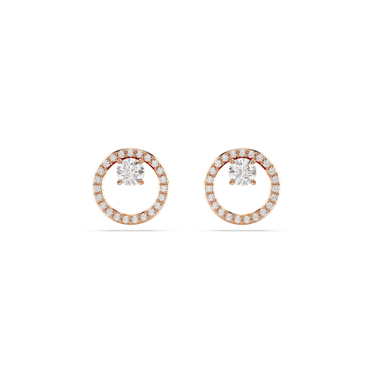 Constella stud earrings, Round cut, White, Rose gold-tone plated