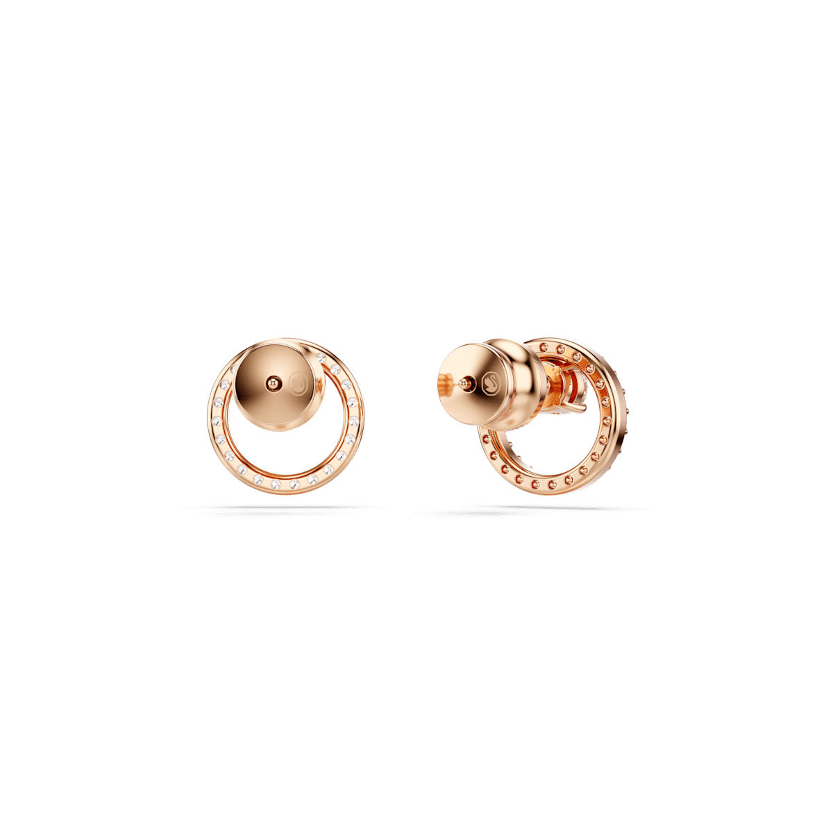 Constella stud earrings, Round cut, White, Rose gold-tone plated