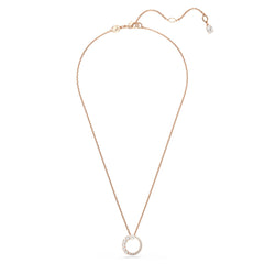 Matrix pendant, Crystal pearl, Round cut, White, Rose gold-tone plated