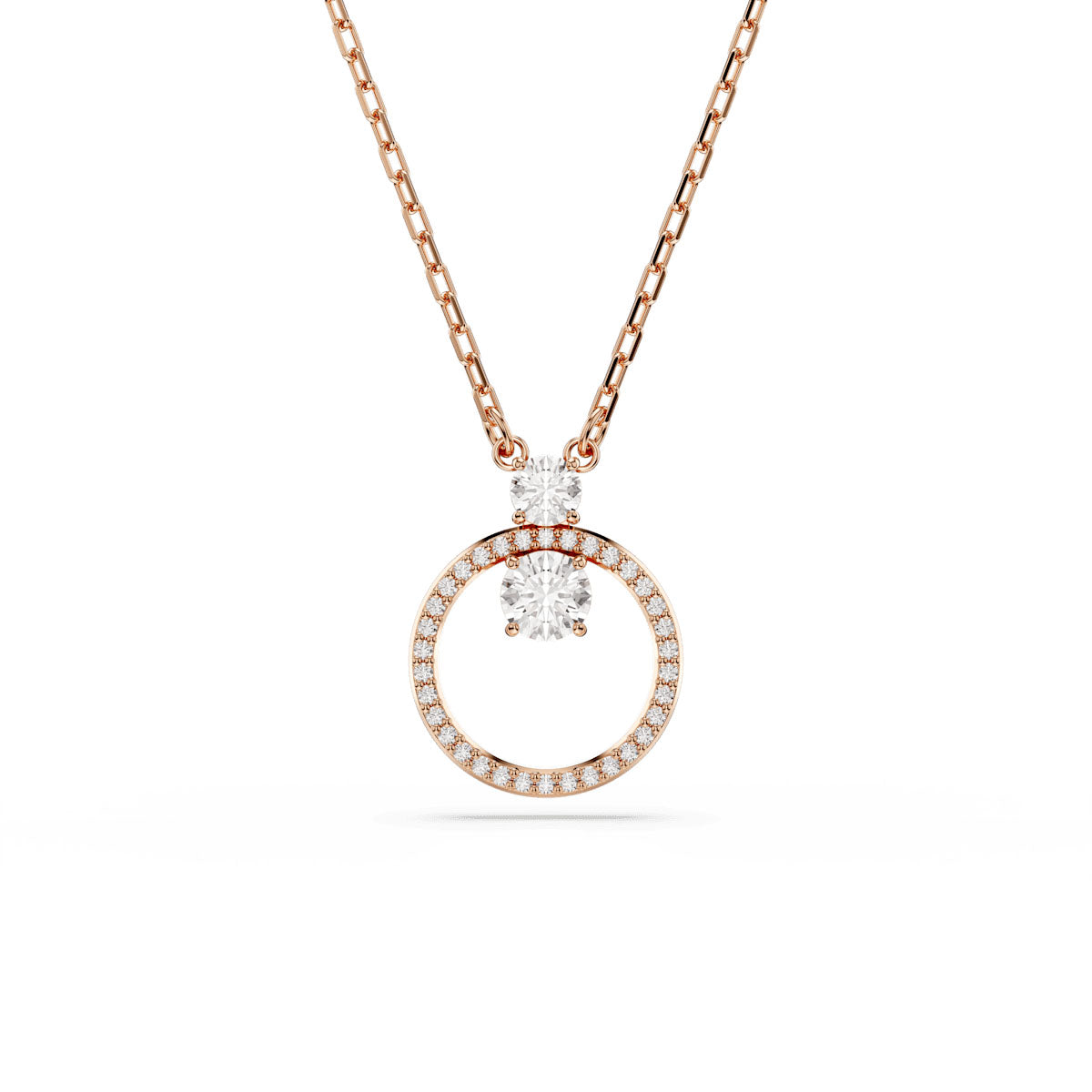 Constella pendant, Round cut, White, Rose gold-tone plated