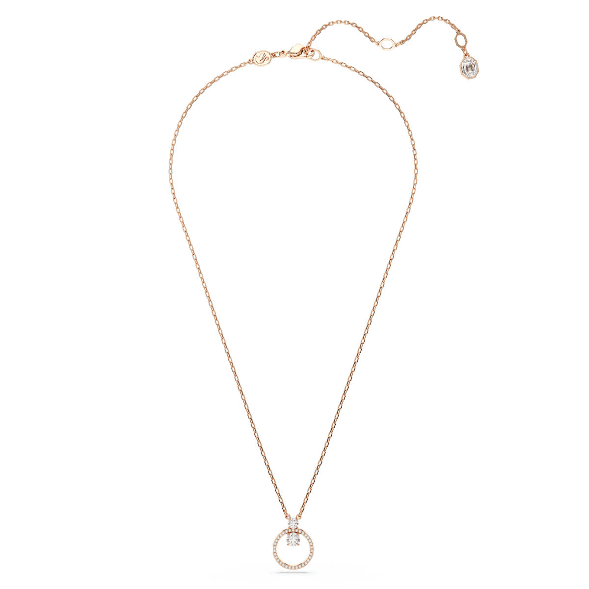 Constella pendant, Round cut, White, Rose gold-tone plated