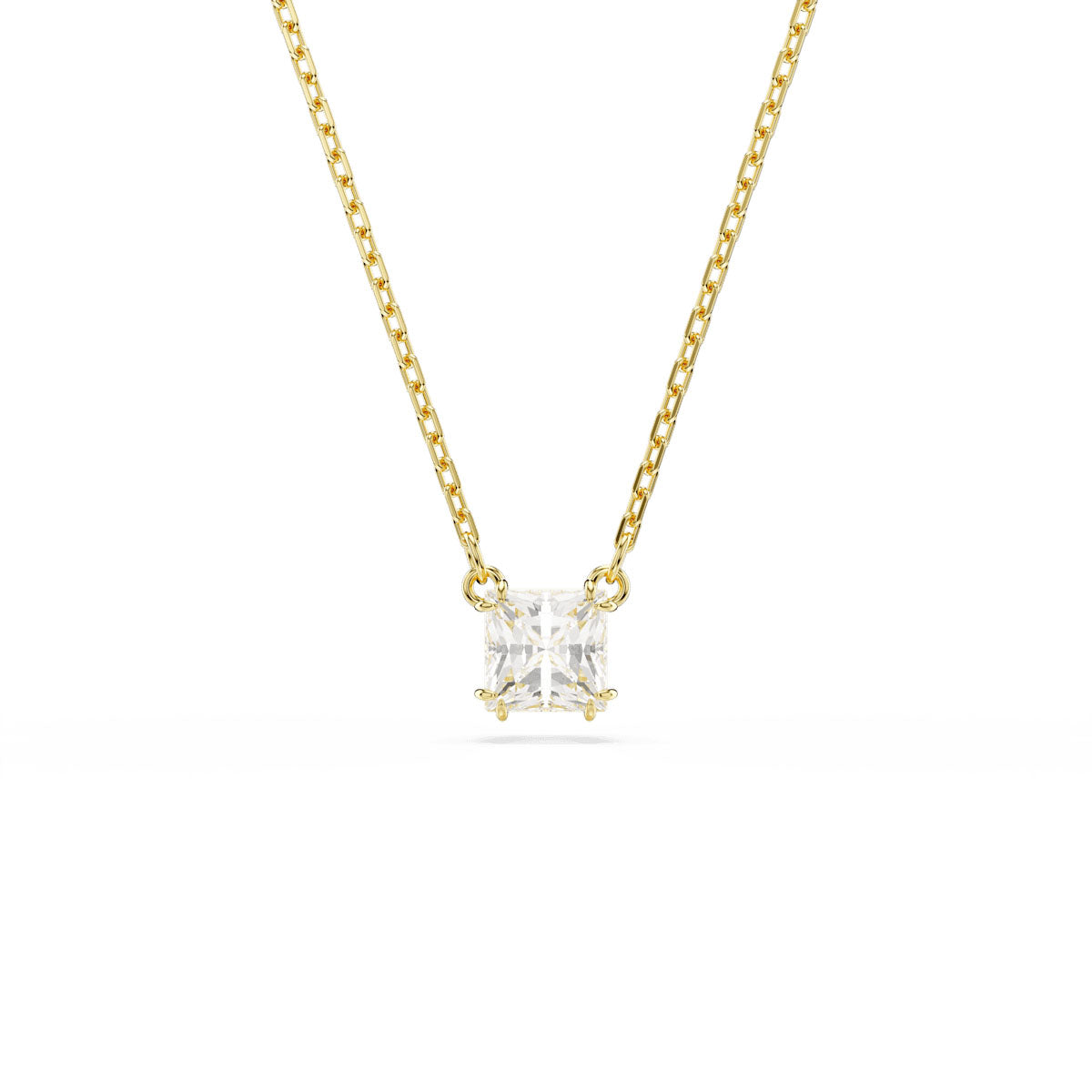 Stilla Attract pendant, Square cut, White, Gold-tone plated