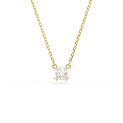 Stilla Attract pendant, Square cut, White, Gold-tone plated