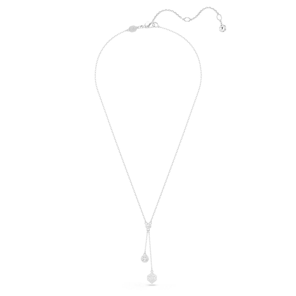 Dextera pendant, Round cut, Sphere and cube, White, Rhodium plated