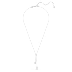 Dextera pendant, Round cut, Sphere and cube, White, Rhodium plated