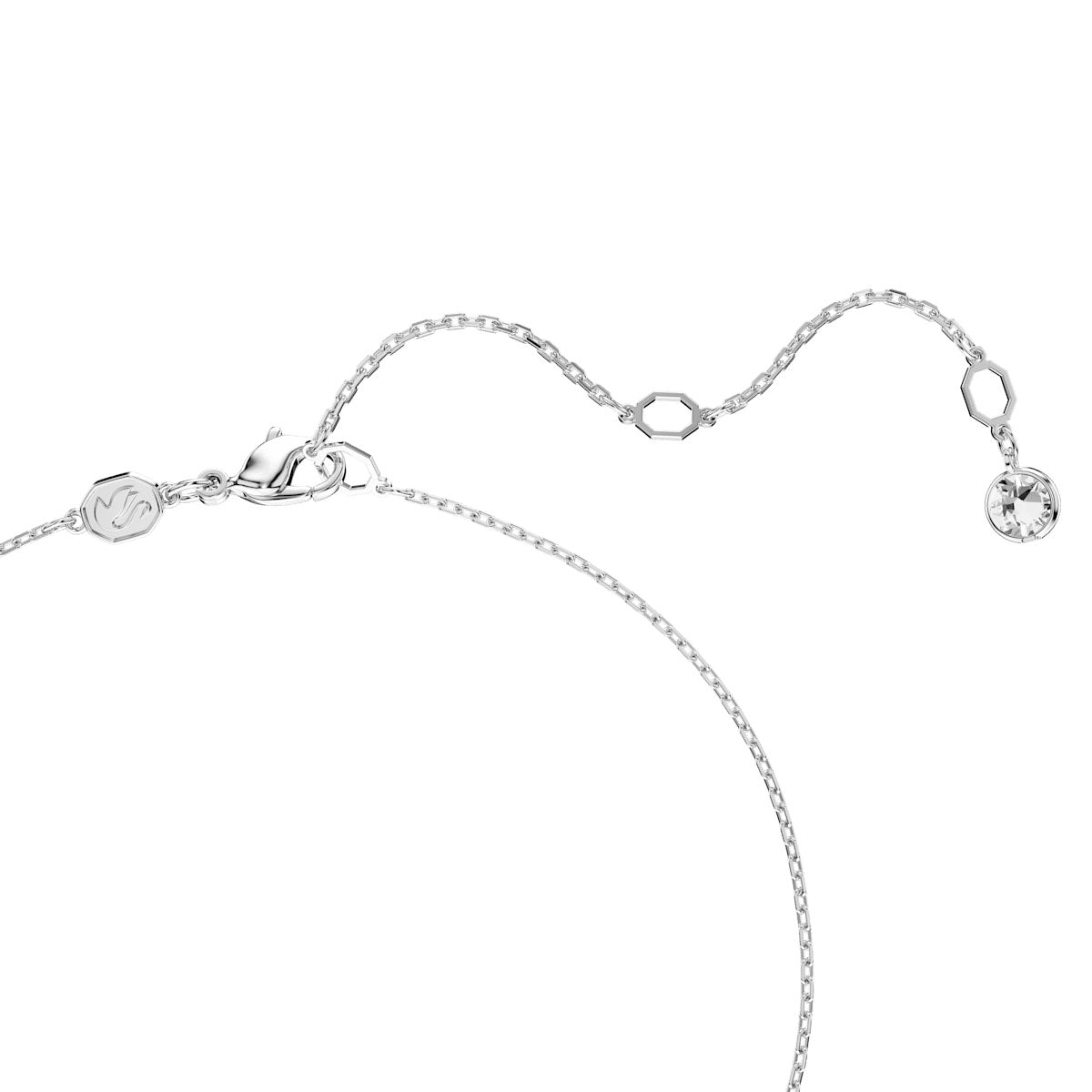 Dextera pendant, Round cut, Sphere and cube, White, Rhodium plated