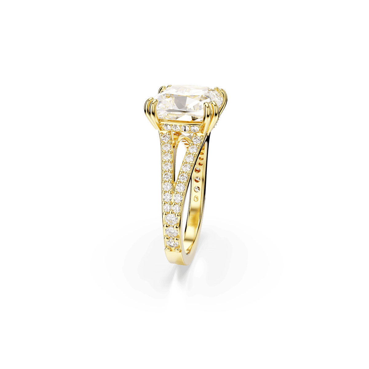 Stilla cocktail ring, Square cut, White, Gold-tone plated
