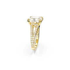 Stilla cocktail ring, Square cut, White, Gold-tone plated