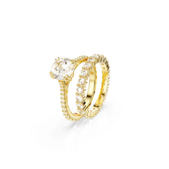 Stilla ring, Set (2), Round cut, White, Gold-tone plated
