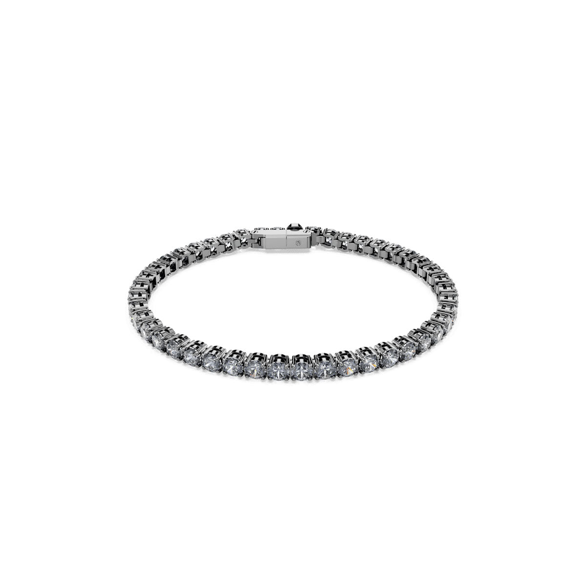 Matrix Tennis bracelet, Round cut, Gray, Ruthenium plated