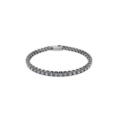 Matrix Tennis bracelet, Round cut, Gray, Ruthenium plated