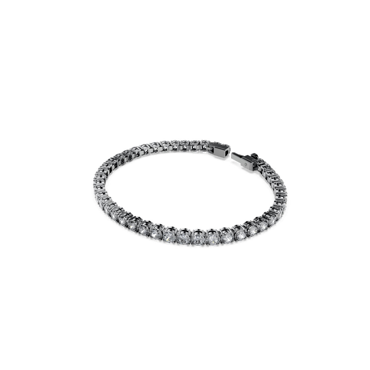 Matrix Tennis bracelet, Round cut, Gray, Ruthenium plated