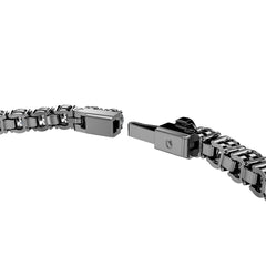 Matrix Tennis bracelet, Round cut, Gray, Ruthenium plated