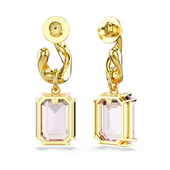 Millenia drop earrings, Octagon cut, Purple, Gold-tone plated