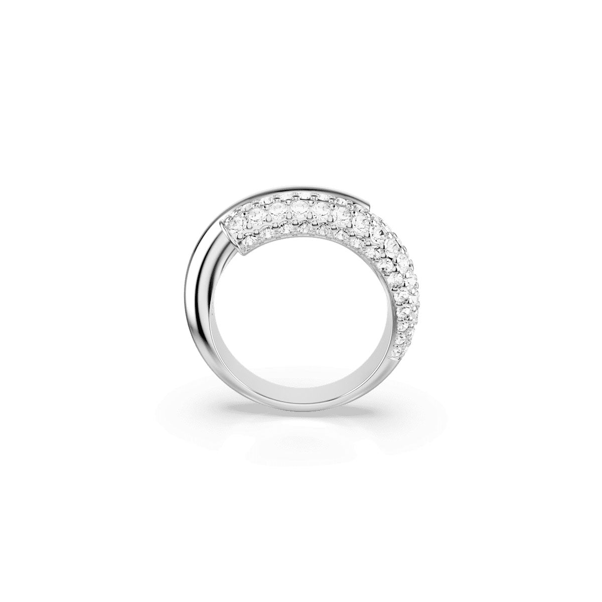 Dextera ring, White, Rhodium plated