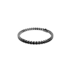 Matrix Tennis bracelet, Round cut, Black, Ruthenium plated