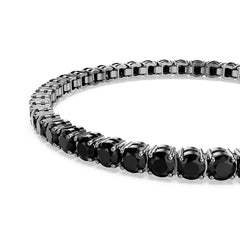 Matrix Tennis bracelet, Round cut, Black, Ruthenium plated
