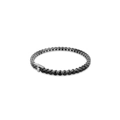 Matrix Tennis bracelet, Round cut, Black, Ruthenium plated