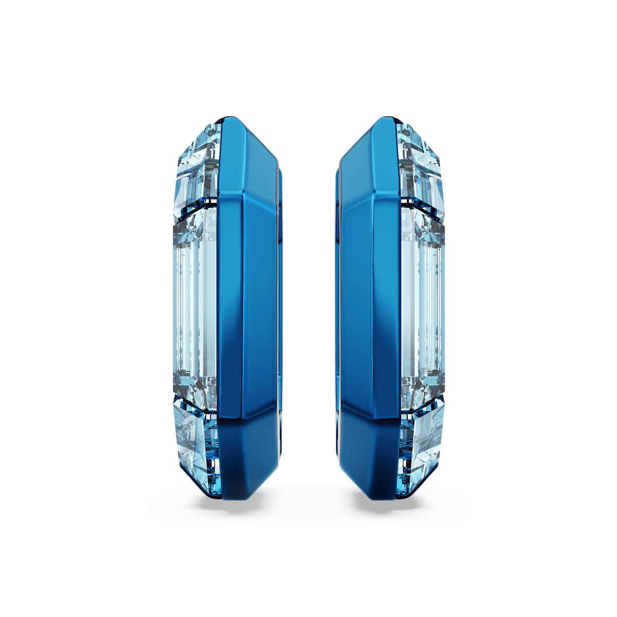 Lucent hoop earrings, Octagon shape, Small, Blue