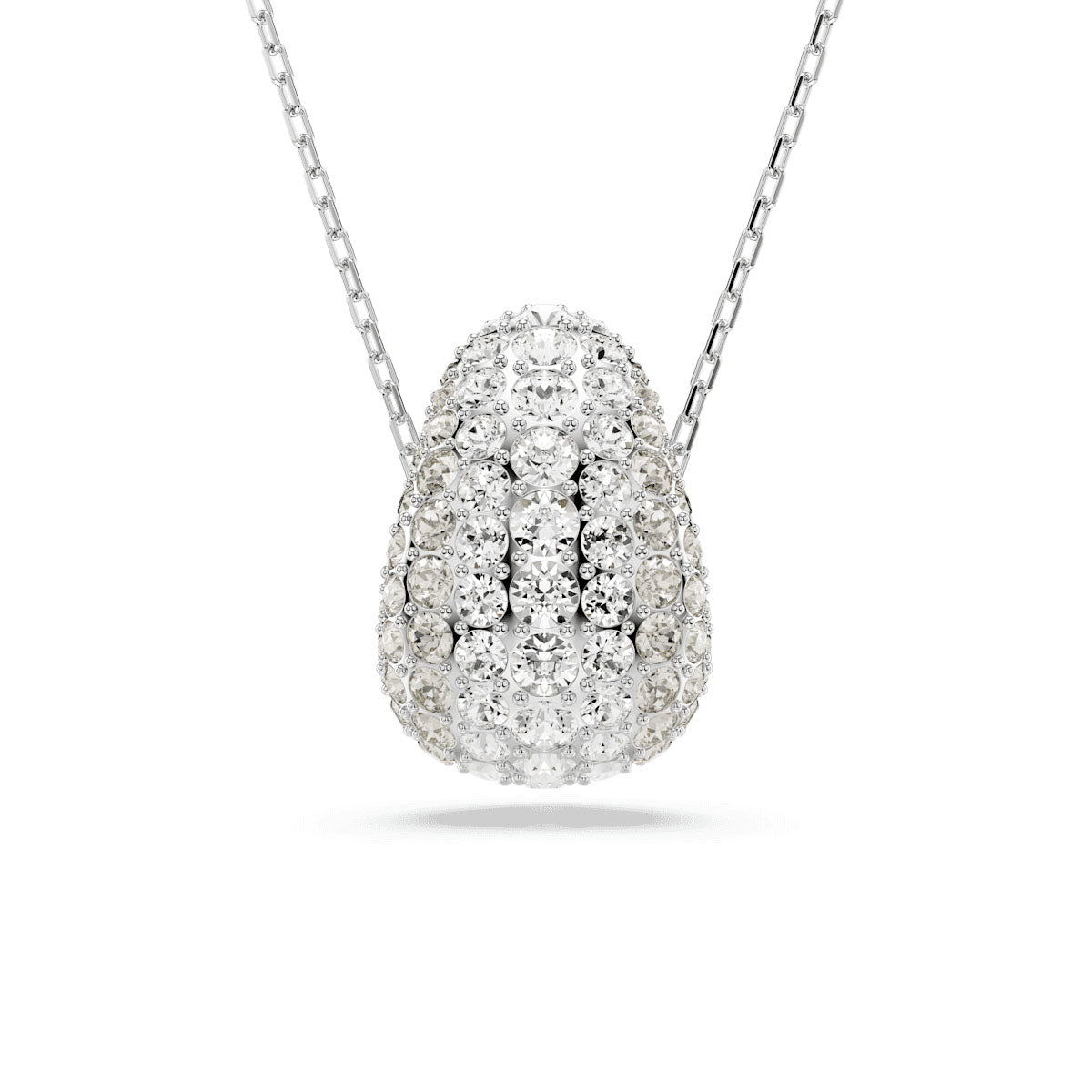Sublima pendant, Round cut, White, Rhodium plated