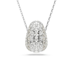Sublima pendant, Round cut, White, Rhodium plated