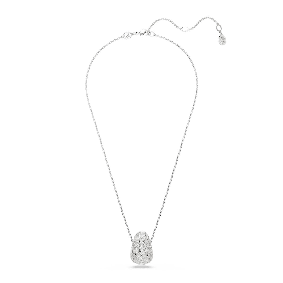 Sublima pendant, Round cut, White, Rhodium plated