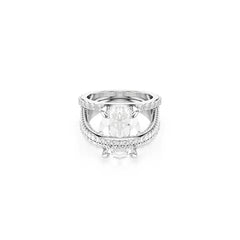 Hyperbola cocktail ring, Mixed cuts, White, Rhodium plated