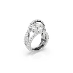 Hyperbola cocktail ring, Mixed cuts, White, Rhodium plated
