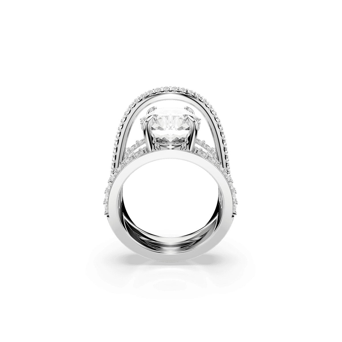 Hyperbola cocktail ring, Mixed cuts, White, Rhodium plated