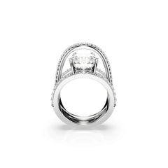 Hyperbola cocktail ring, Mixed cuts, White, Rhodium plated
