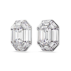 Lucent clip earrings, Octagon cut, White