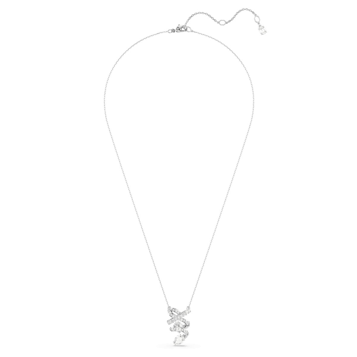 Hyperbola pendant, Mixed cuts, White, Rhodium plated