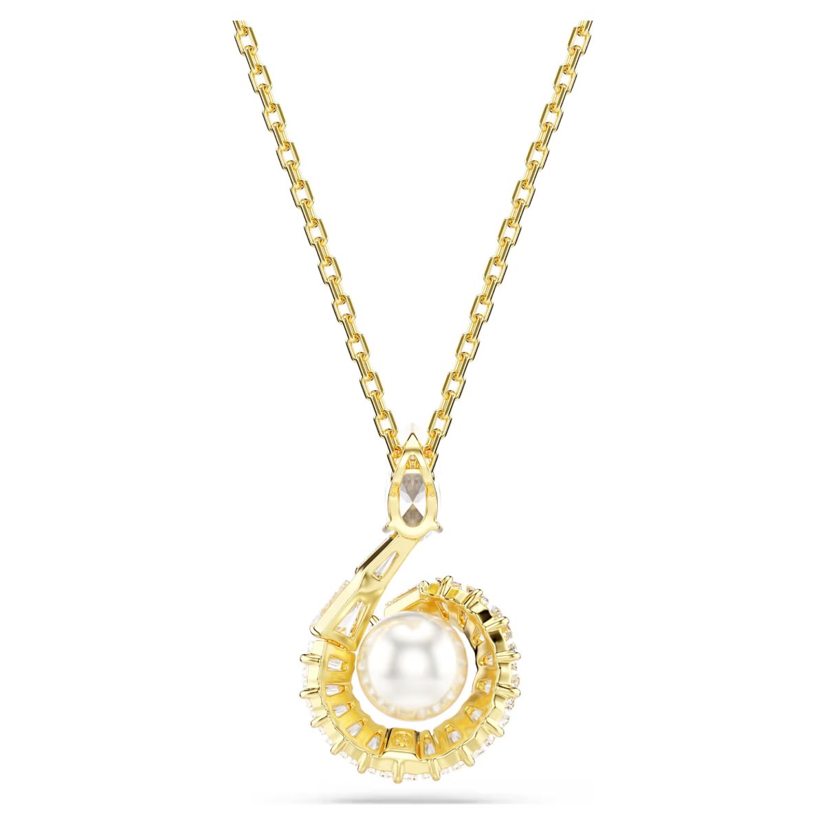 Snake pendant, Crystal pearl, Mixed cuts, Year of the Snake, White, Gold-tone plated