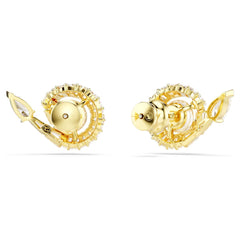 Snake stud earrings, Crystal pearl, Mixed cuts, Year of the Snake, White, Gold-tone plated