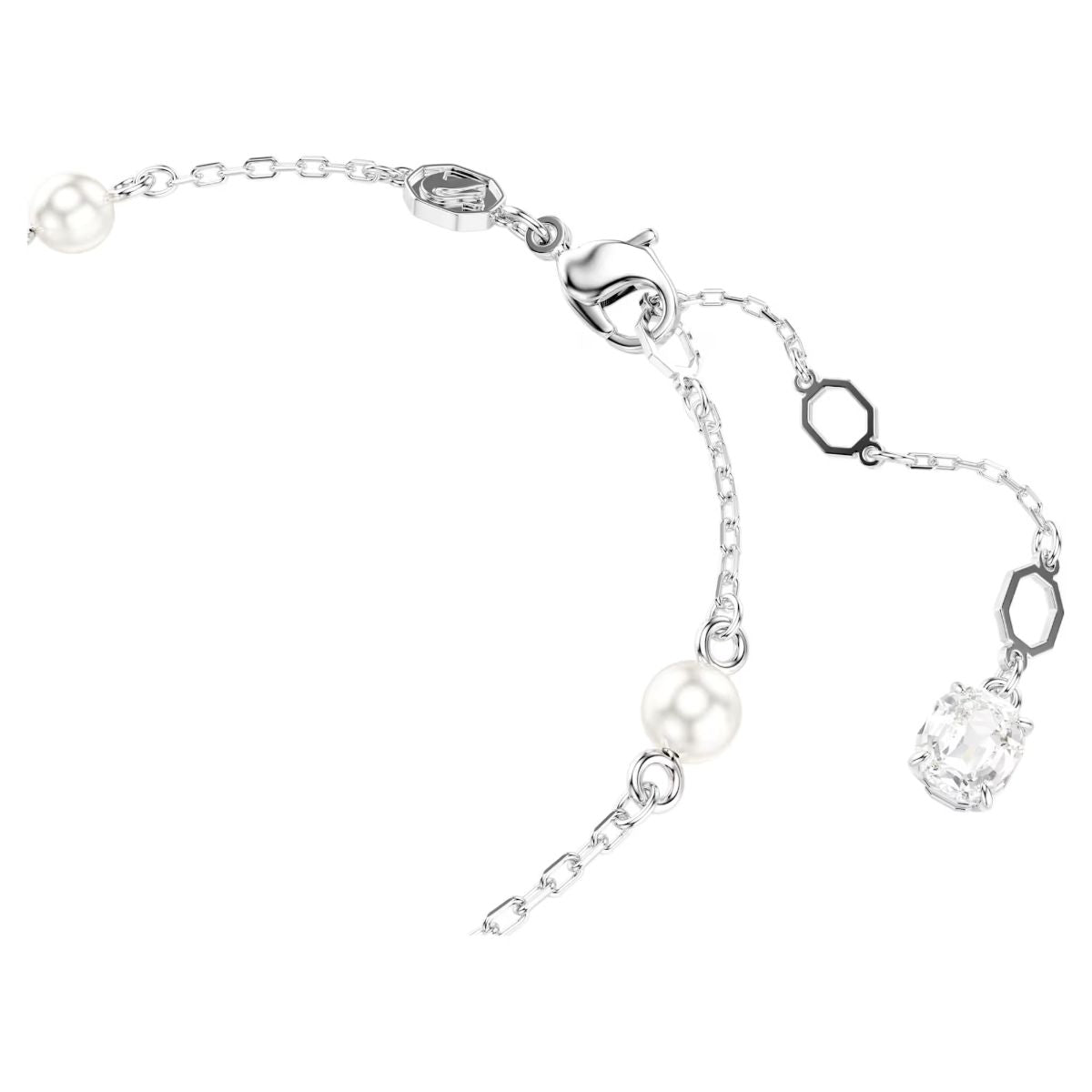 Snake bracelet, Crystal pearl, Mixed cuts, Year of the Snake, White, Rhodium plated