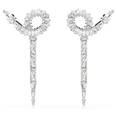 Snake drop earrings, Mixed cuts, Year of the Snake, White, Rhodium plated