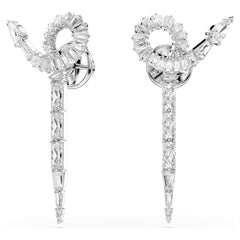 Snake drop earrings, Mixed cuts, Year of the Snake, White, Rhodium plated