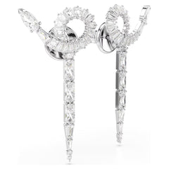 Snake drop earrings, Mixed cuts, Year of the Snake, White, Rhodium plated