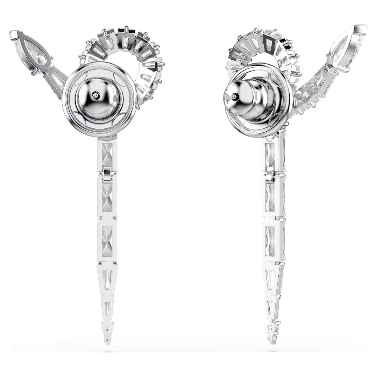 Snake drop earrings, Mixed cuts, Year of the Snake, White, Rhodium plated