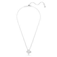 Dextera pendant, Round cut, Sphere and cube, White, Rhodium plated