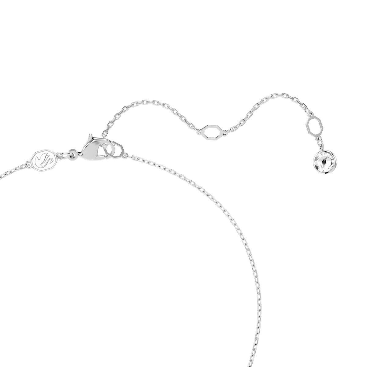 Dextera pendant, Round cut, Sphere and cube, White, Rhodium plated