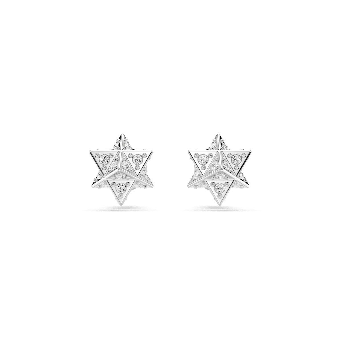 Dextera stud earrings, Round cut, Star, White, Rhodium plated