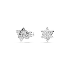 Dextera stud earrings, Round cut, Star, White, Rhodium plated