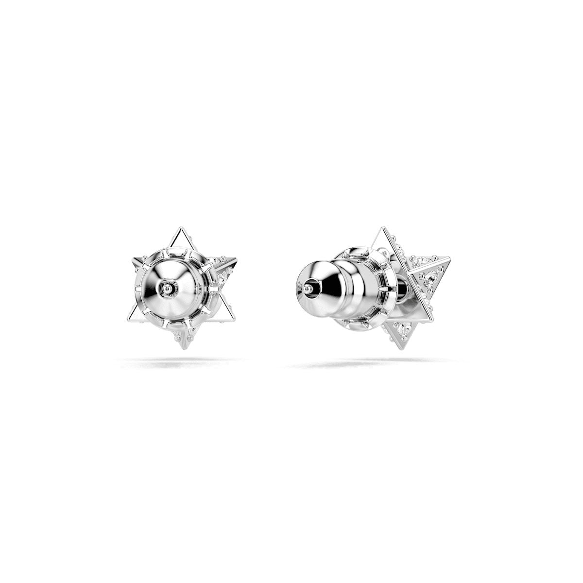 Dextera stud earrings, Round cut, Star, White, Rhodium plated