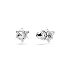 Dextera stud earrings, Round cut, Star, White, Rhodium plated